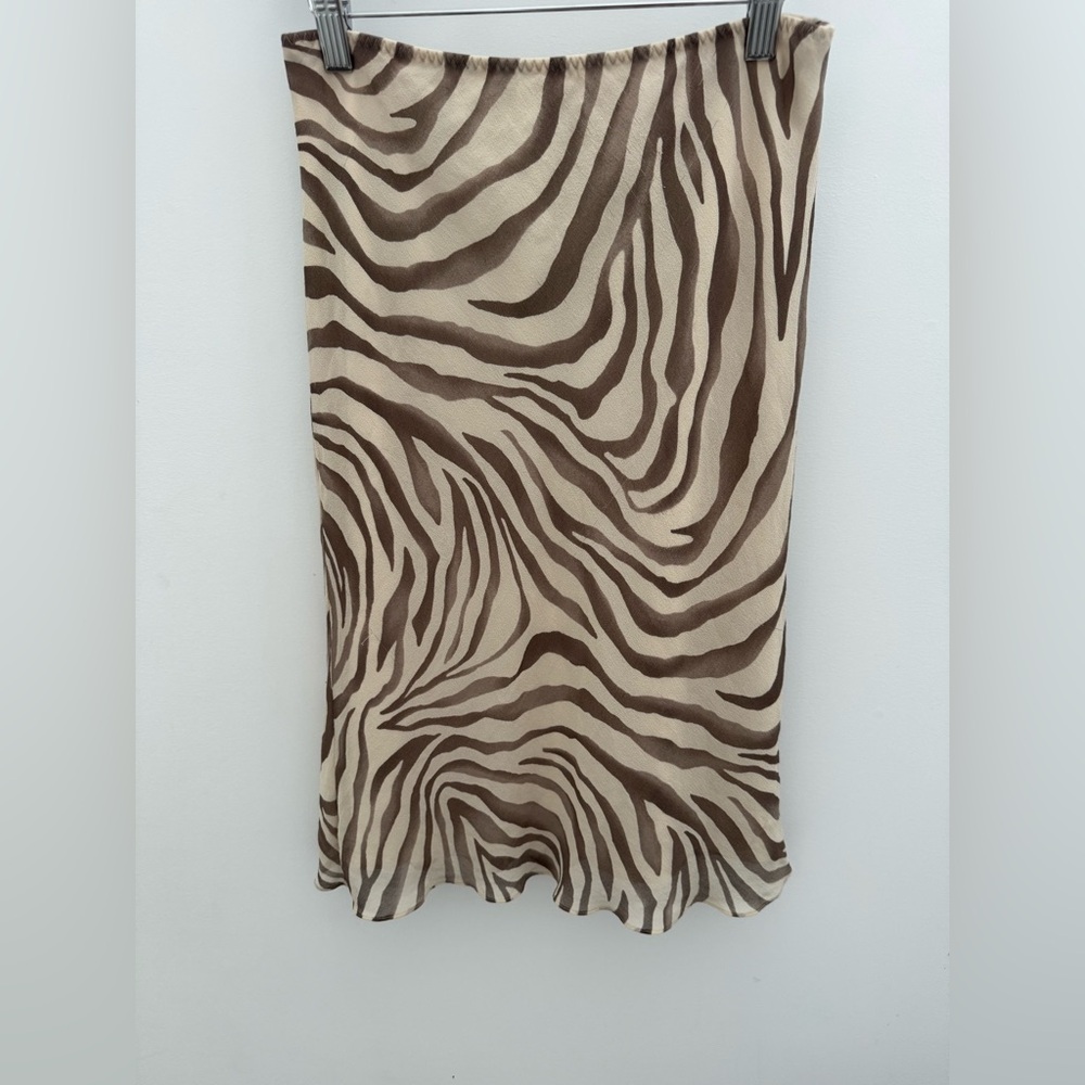 Banana Republic Silk Brown and Cream Midi Skirt size 0